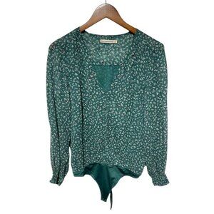 Abercrombie & Fitch Green Floral Bodysuit Size Large